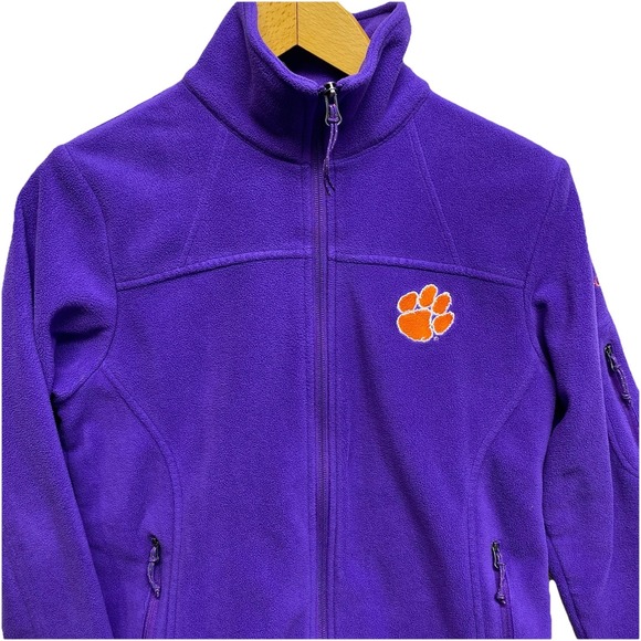 Clemson Tigers Purple Columbia Fleece Full Zip JacKet/Sweater Women's Size Small - Picture 1 of 12